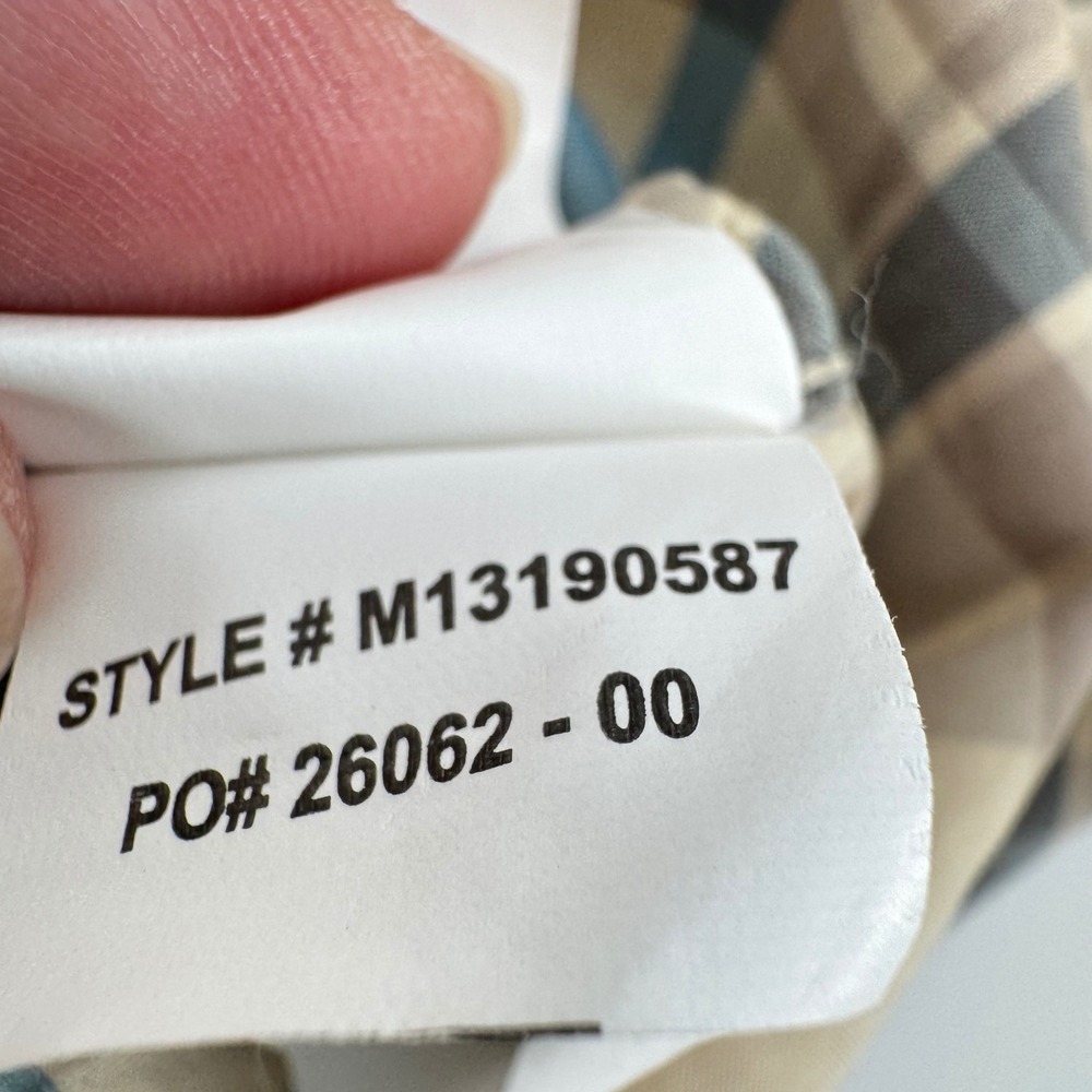Prana Plaid Shirt Mens Large Tan Blue Short Sleeve Button Down Stretch Casual - Picture 7 of 7